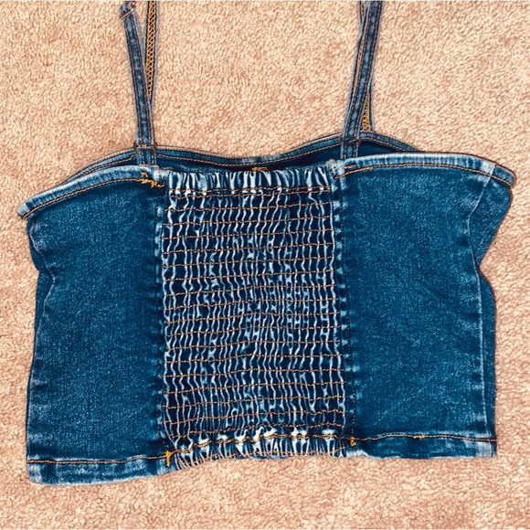 Thrill blue Jean crop top size small - Picture 2 of 3